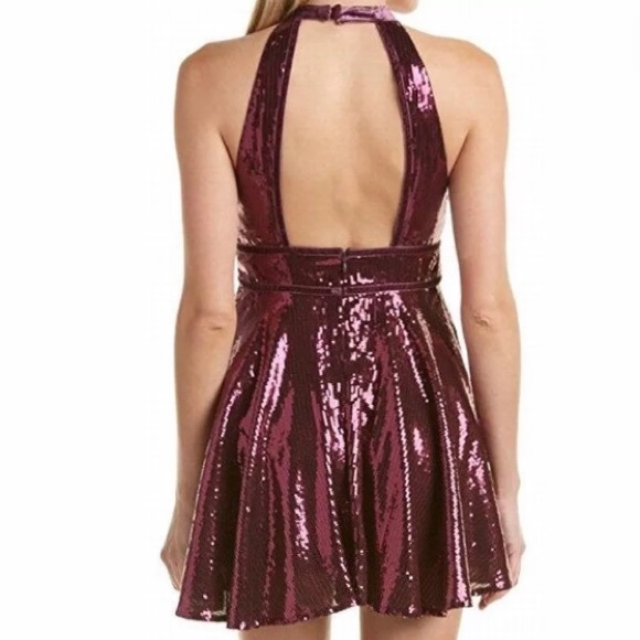 {Free People} Plum Sequined Mini Cocktail Dress - Picture 7 of 7